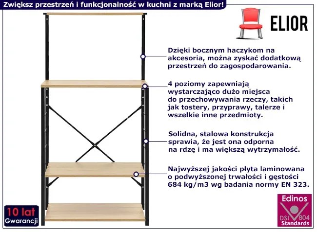 Stojący regał w stylu loft czarny + dąb - Artes