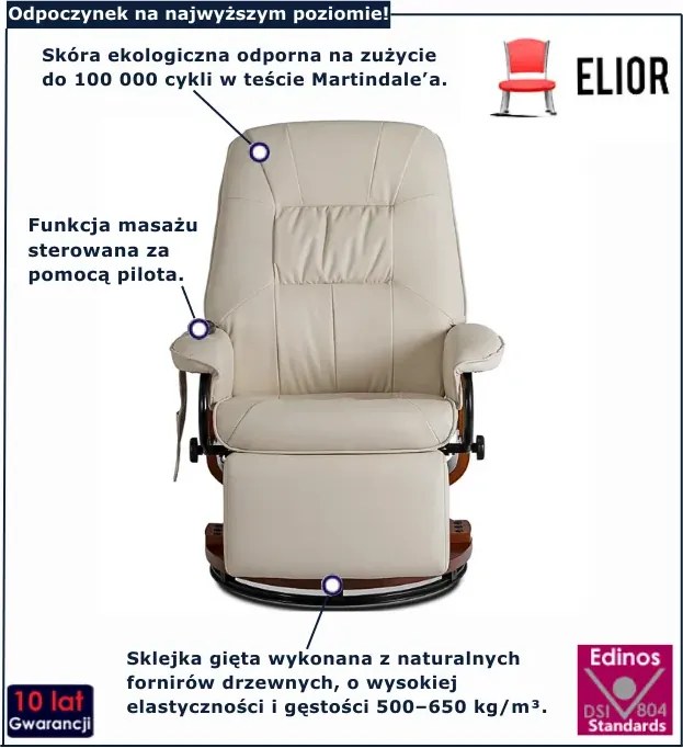 Fotel wypoczynkowy z funkcją masażu jasnobeżowy - Swiv