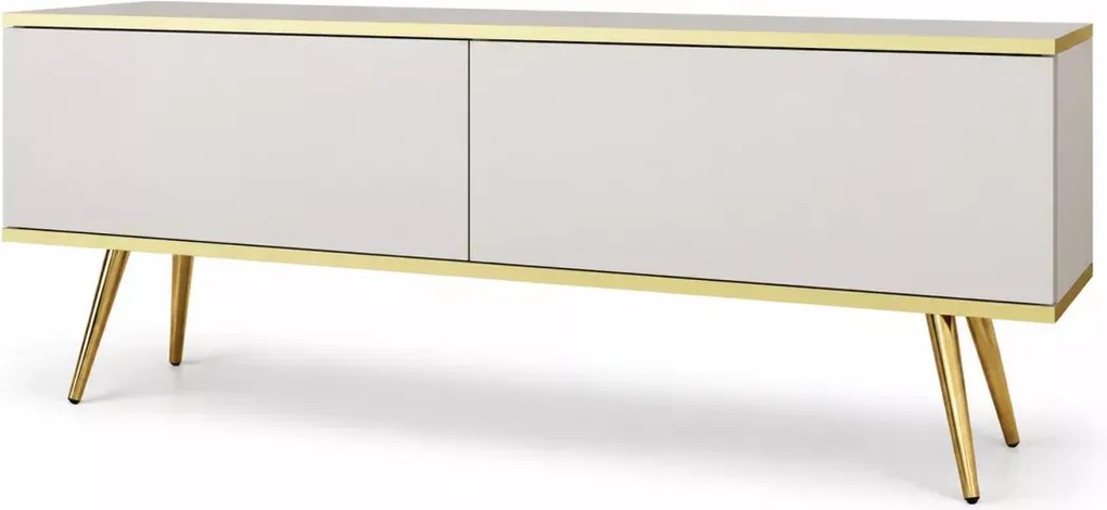 Nowoczesna szafka RTV Melvo na wysokich nóżkach 135 cm z push to open i pojemnym wnętrzem