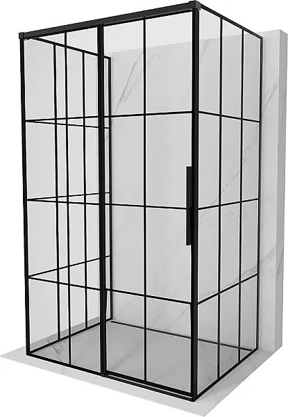 Mexen Rox-3S kabina prysznicowa 3-ścienna rozsuwana lewa 110 x 90 cm, czarna kratka, czarna - 8C2-110-090-70-77-3S-L