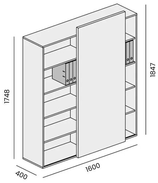 PLAN Regał biurowy wysoki BLOCK, 1600 x 400 x 1748, dąb naturalny