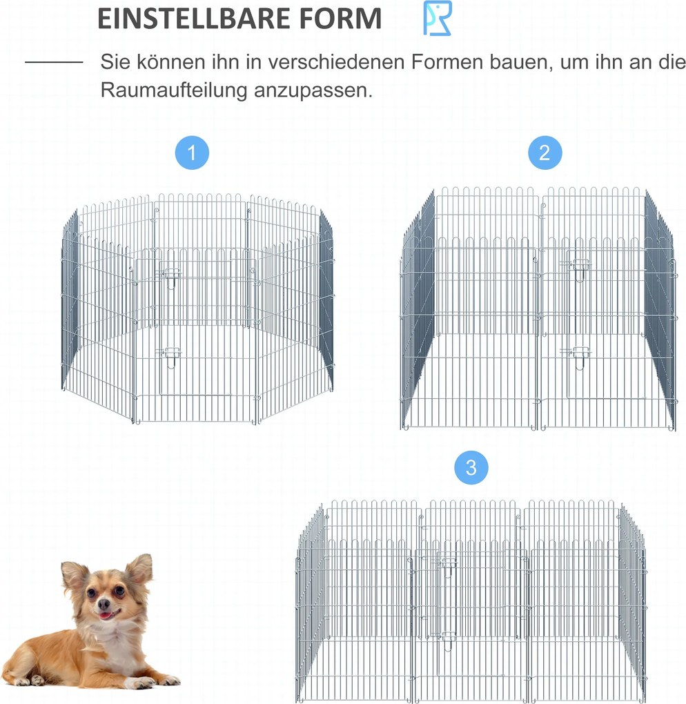 PawHut Kojec dla Zwierząt Metalowy Wybieg dla Szczeniąt 63x91 cm Srebrny | Aosom PL