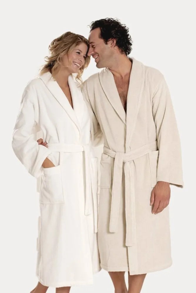 Unisex szlafrok MICRO COTTON M Jasnobeżowy