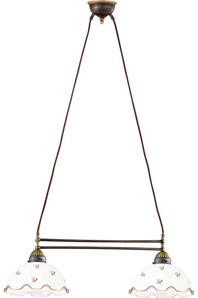 Kolarz 731.82.160 - Lampa wisząca na lince NONNA 2xE27/75W/230V z motywem kwiatowym, wykończenie różowe złoto