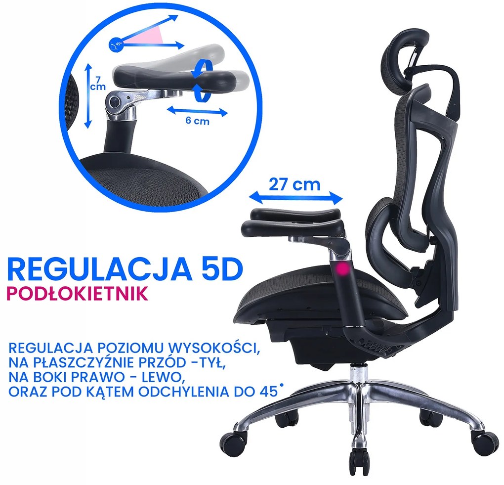 Ergonomiczny fotel do pracy przy biurku Kosmo, zgodny z normą BHP