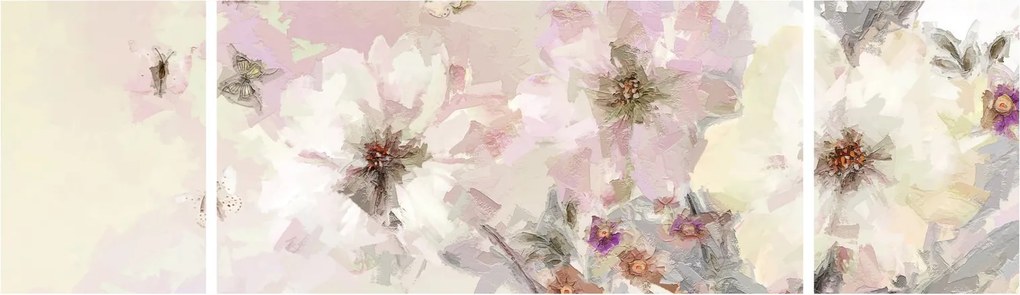 Obraz - Kwiaty malarstwo (170x50 cm)