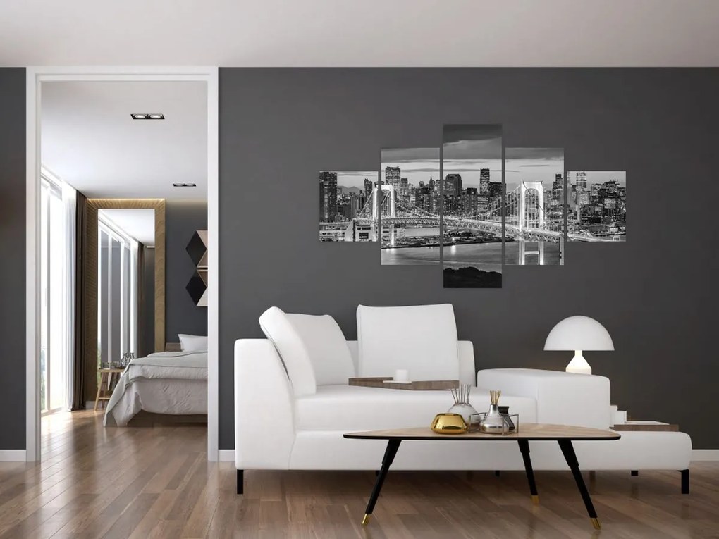 Obraz - Czarno-białe duże miasto (125x70 cm)