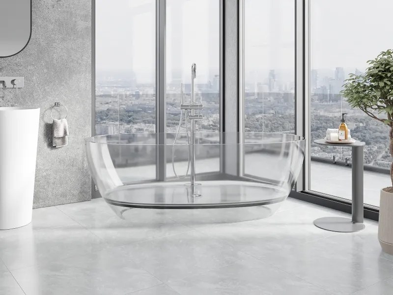 Mexen Pure wanna wolnostojąca transparentna 170 x 80 cm, clear, korek chrom - 58071708008