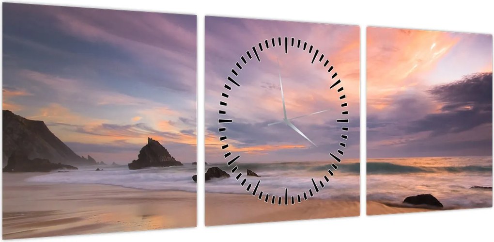 Obraz - Praia da Adraga (z zegarem) (90x30 cm)