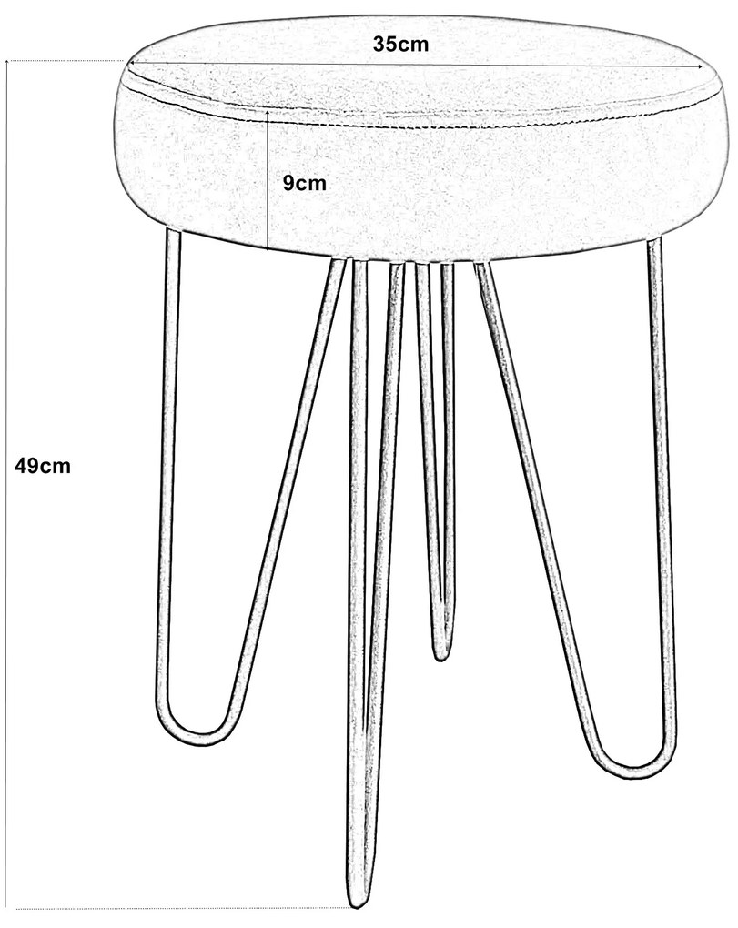 Taboret Venus HAIRPIN noga złota MG25