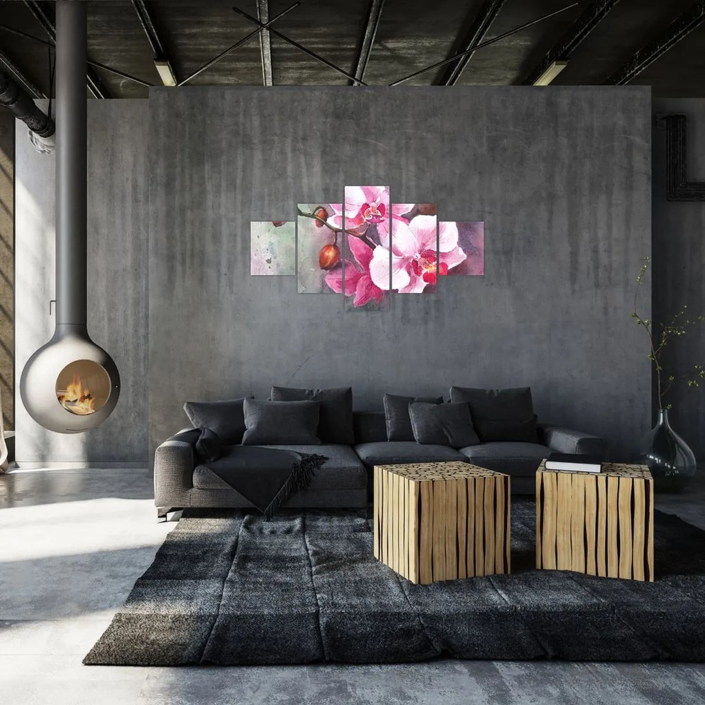 Obraz - Orchidee, akwarela (125x70 cm)