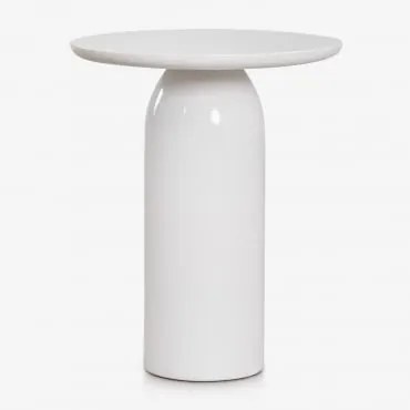 Zestaw 2 Stolików Nocnych Ø45 Cm Z Cementu Layana Jasna Biel - Sklum