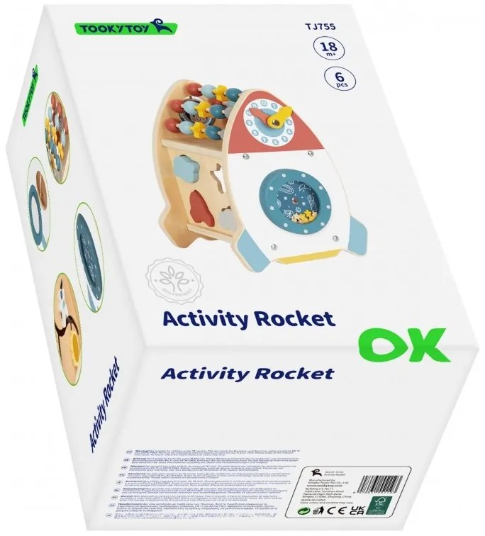 Tooky toy kosmiczna rakieta aktywności sorter labirynt drewniany