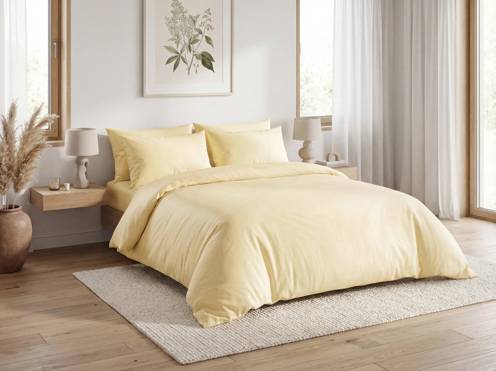 PrzytulneMieszkanie.pl PrzytulneMieszkanie.pl Bawełniana pościel CALMORA jasny żółty Rozmiar pościeli: 2 szt 70 x 90 cm | 160 x 220 cm