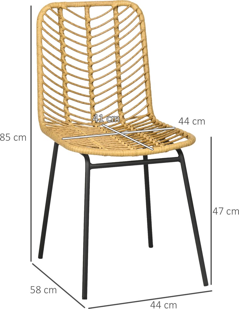 HOMCOM Zestaw 2 Krzesła Jadalniane Oparcia Stalowe Nowoczesny Design Komfort | Aosom PL
