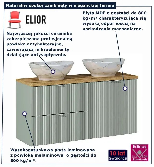 Zestaw szałwiowa szafka łazienkowa z umywalkami D8-F03