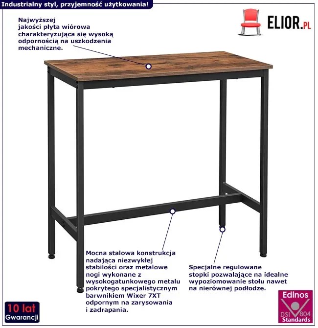 Stół barowy do kuchni lub salonu w stylu loftowym - Vega 3X