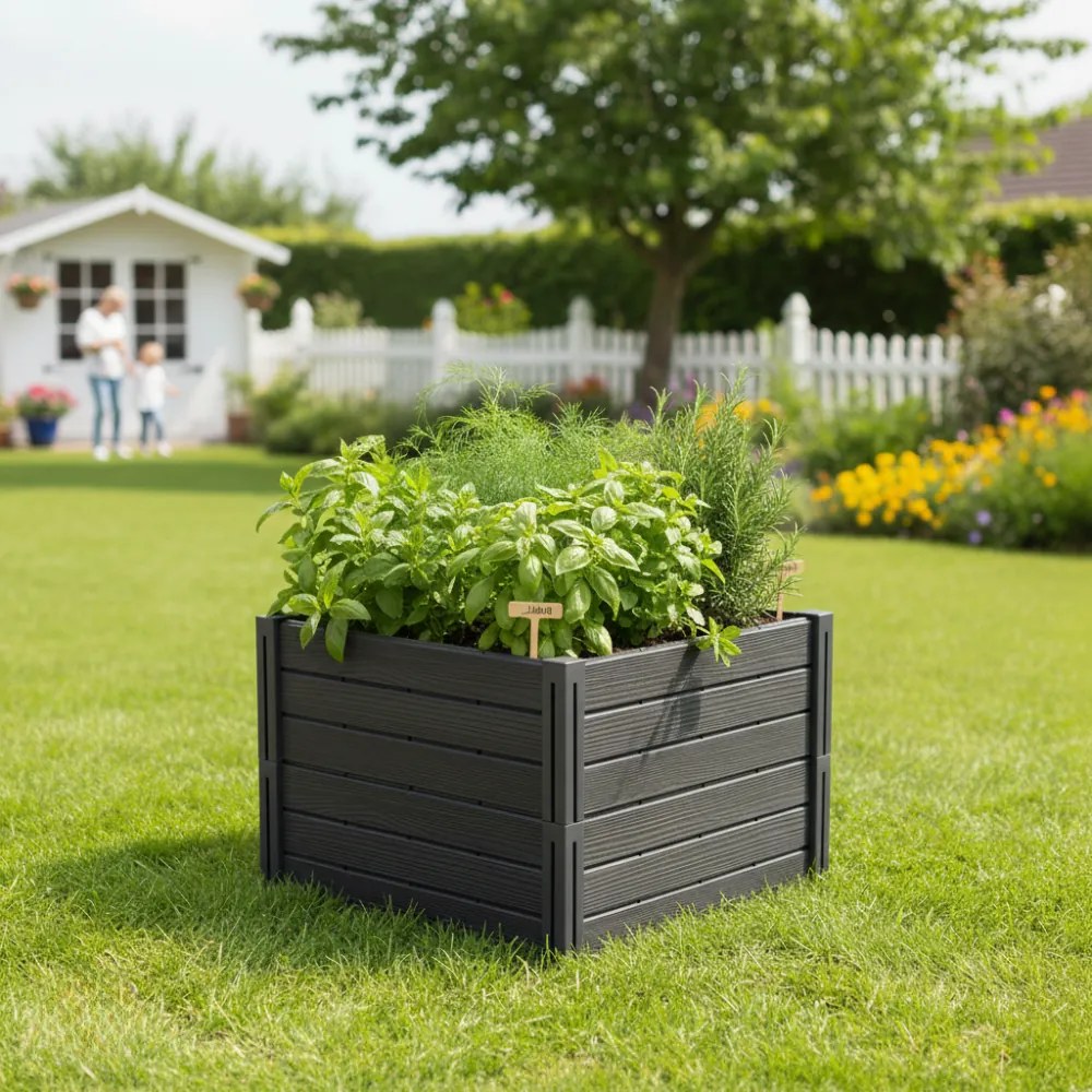 Podwyższona grządka BASE PLANT, 61x61x46cm, antracytowa Prosperplast