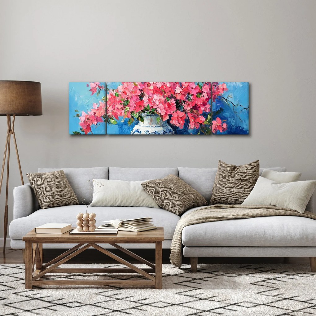 Obraz - Wazon z różowymi kwiatami (170x50 cm)