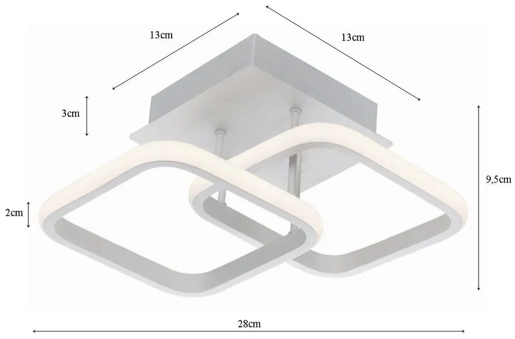 Plafon lampa LED sufitowa kwadrat metalowa AT66-2SL-Biała