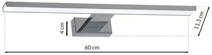 Kinkiet łazienkowy srebrny 12W 60x11,5x4 cm N014 F1-E00