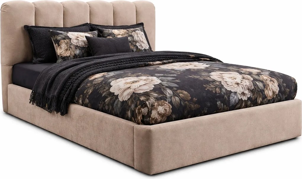 Tapicerowane łóżko z pojemnikiem na pościel 140x200 L8-W35