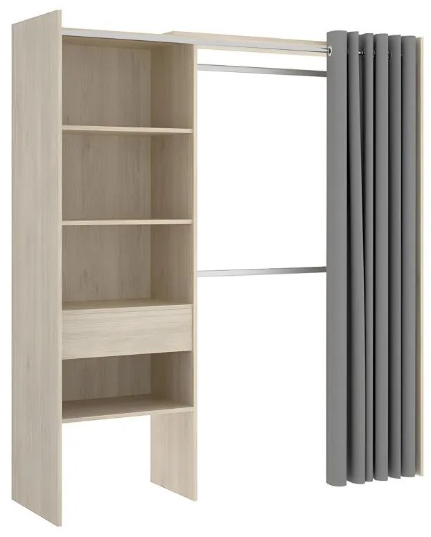 Rozkładana garderoba LAURENT - Dł.110/160 cm - Kolor: Dąb i szary