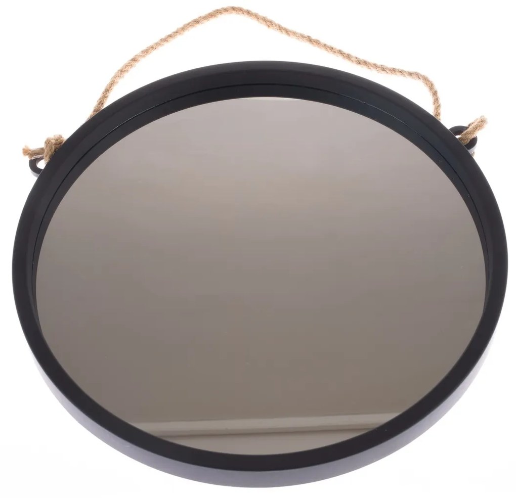 Plastikowe lustro wiszące Embellir czarne,średnica 48 cm, śr. 48 cm