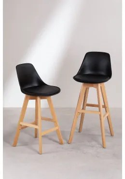 Zestaw 2 Wysokich Krzeseł Nordic Edition Czarna & ↑75 Cm - Sklum