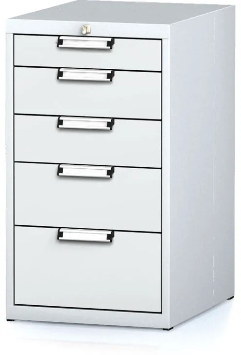 Kontenerek warsztatowy na narzędzia MECHANIC, 5 szuflad, 480 x 600 x 840 mm, szare drzwi