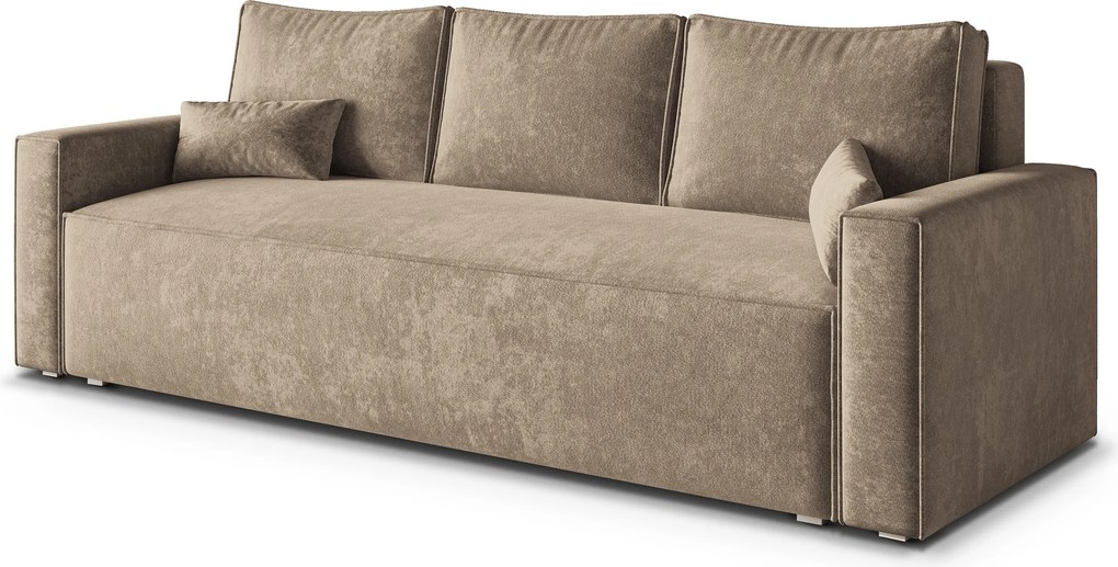 Masseno Sofa MENI z funkcją spania i pojemnikiem na pościel, Rozkładana sofa - Beżowy, LUMO 30
