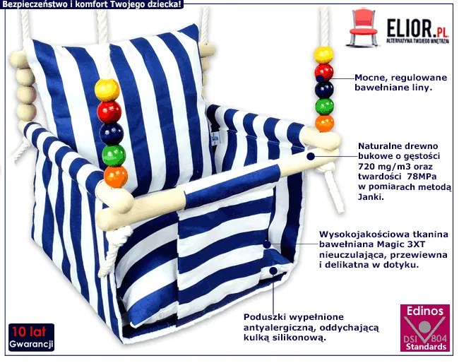 Huśtawka wisząca dla dzieci regulowana w pasy T6-K98