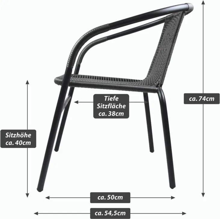 Zestaw krzeseł ogrodowych bistro, szare, 2 szt