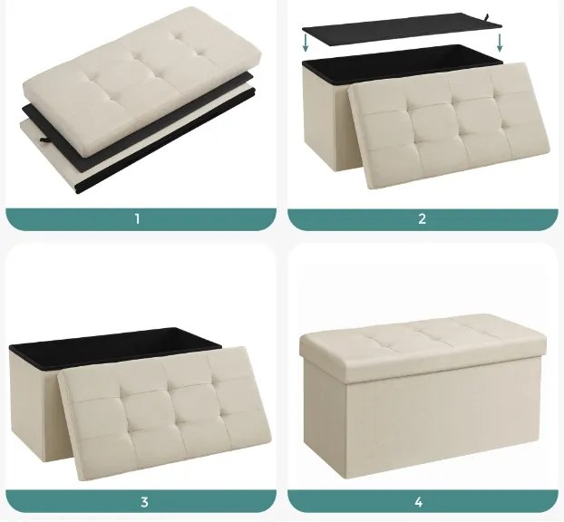 Stołek ze schowkiem OTTOMAN 76x38 cm, kremowy