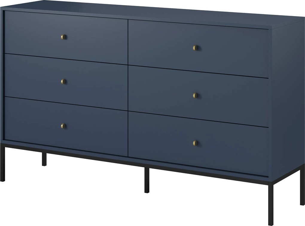 Komoda MONDO 154 cm do Salonu Sypialni 6 Szuflad Odcienie granatowego