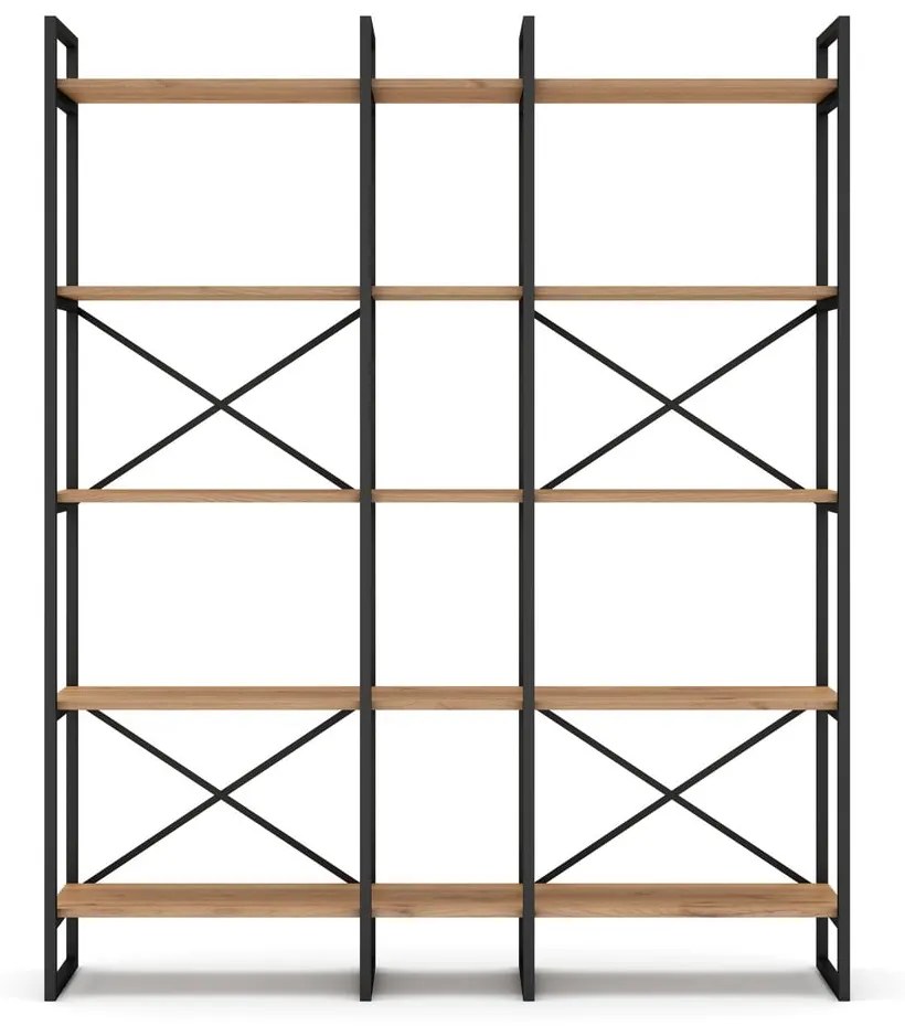 Czarno-naturalny regał w dekorze dębu 144x175 cm Dusan – Marckeric