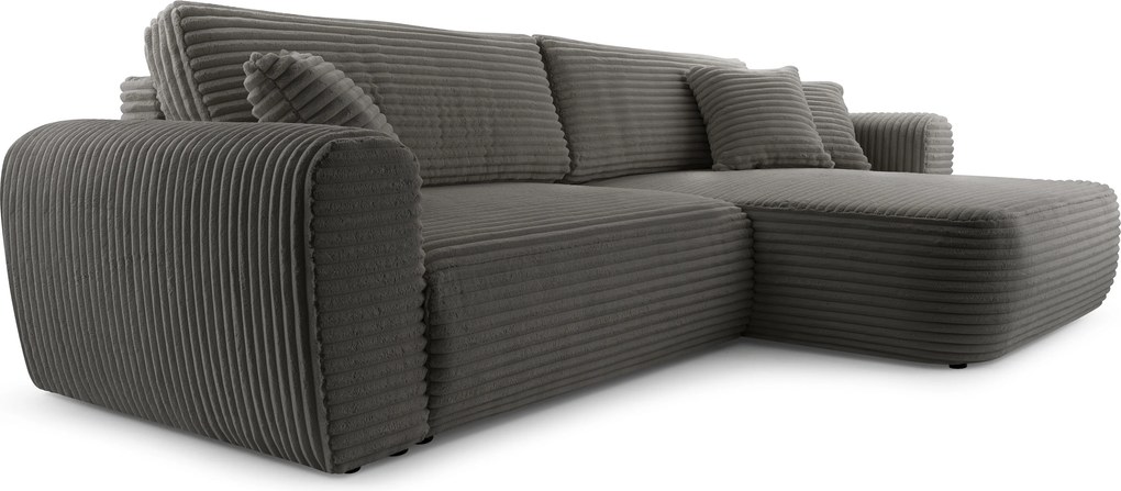 Masseno Narożnik VIVA z funkcją spania i pojemnikiem na pościel Narozniki L, Rozkładana sofa - Szary, TILIA 90