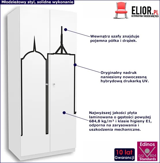 Biała szafa młodzieżowa Z3-H93