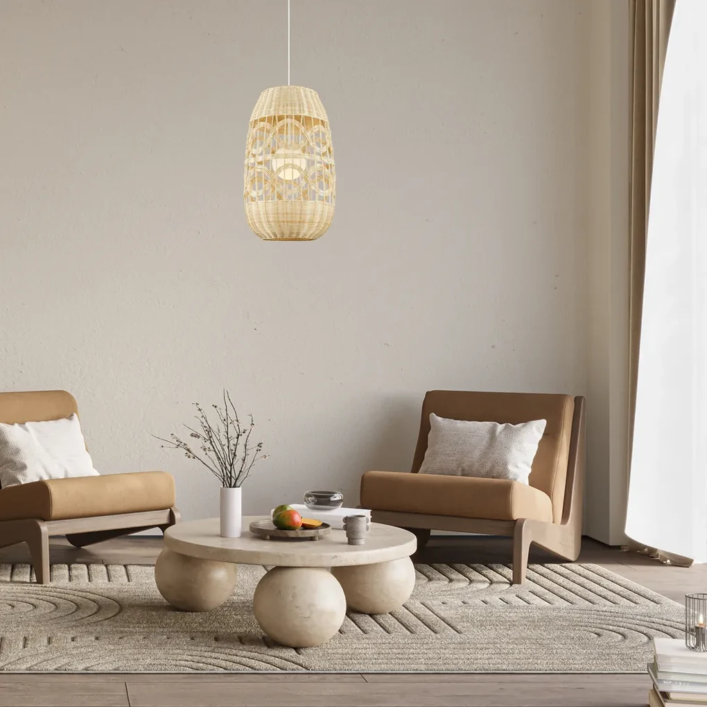 Lampa wisząca ARONA NATURAL 1xE14 fi 400 boho, naturalna, rattan, beż, pojedyncza