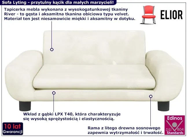 Kremowa sofa dziecięca na nóżkach - Zova