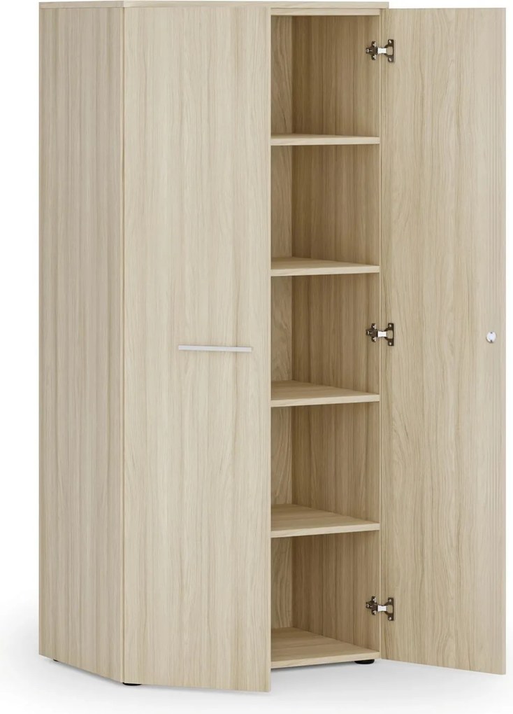 Szafa biurowa z drzwiami PRIMO WOOD, 800 x 500 x 1781 mm, dąb naturalny