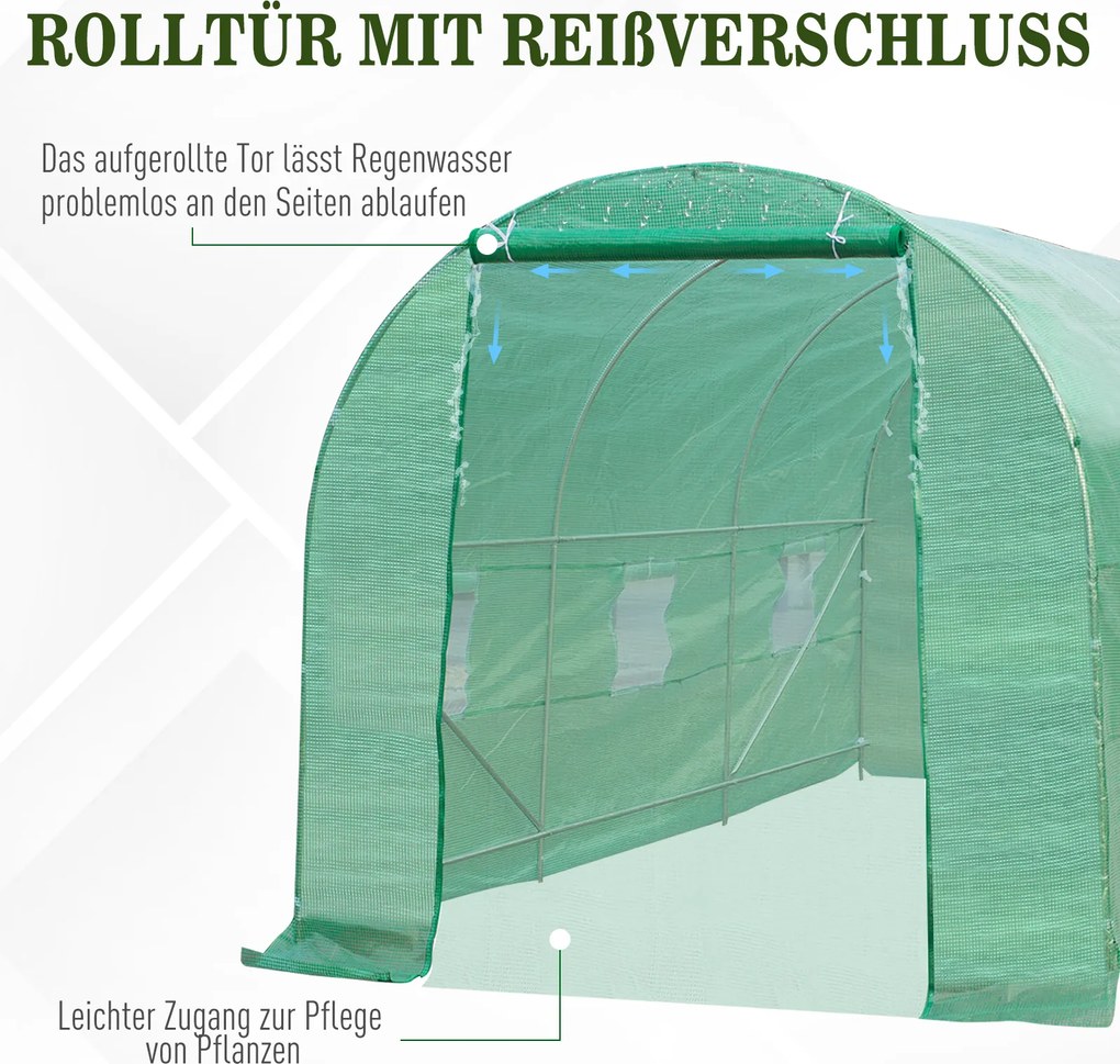 Outsunny Szklarnia foliowa tunel ogrodowy 4 5x2x2m ochrona roślin zielona trwała konstrukcja | Aosom PL