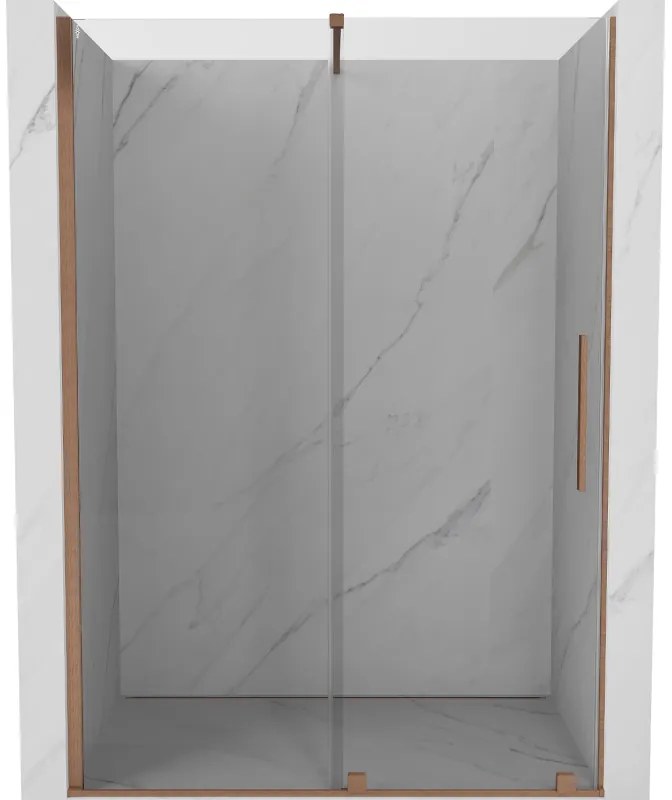 Mexen Velar drzwi prysznicowe rozsuwane 130 cm, transparent, miedź szczotkowana - 871-130-000-01-65