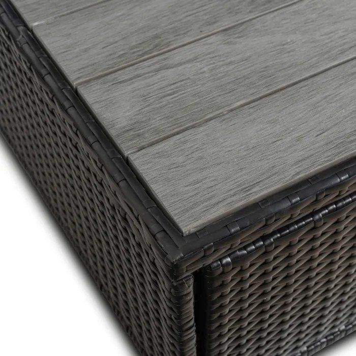 Zestaw Mebli Ogrodowych CALIENTE Modułowy Sofa 2x Fotel Stolik Tarasowy Czarny/Brązowy Technorattan Nowoczesny