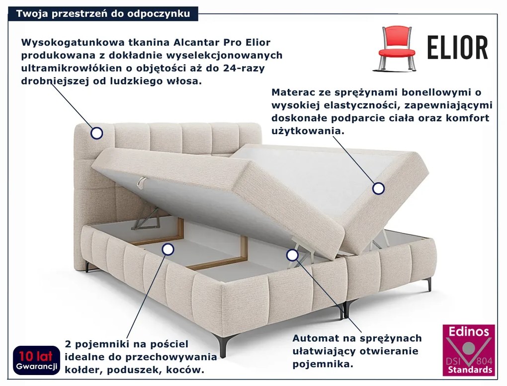 Kremowe pikowane łóżko kontynentalne 5 rozmiarów B8-L09
