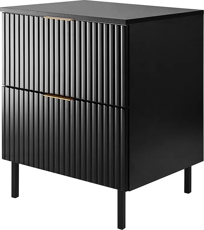 Szafka pod umywalkę, czarna, 60 x 77 x 46 cm, uchwyt złoty, nogi czarne + blat