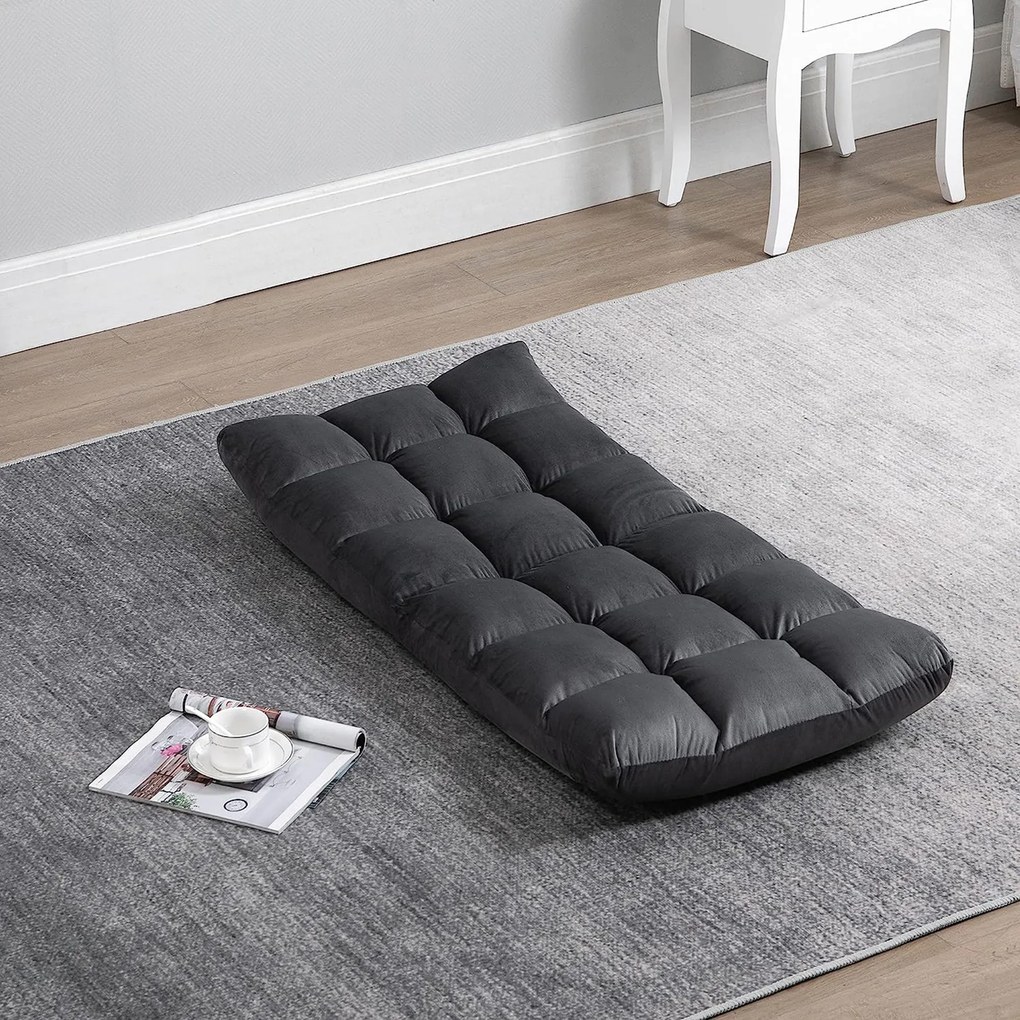 HOMCOM Fotel Materac Gościnny Welurowy Regulowane Oparcie Szary 55x71x53 5 cm Komfort i Styl | Aosom PL