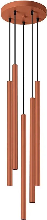 Lampa Wisząca Nowoczesny Pastelo, Stal - 5 Źródło - L.25 X H.104 Cm - Ochra Czerwona