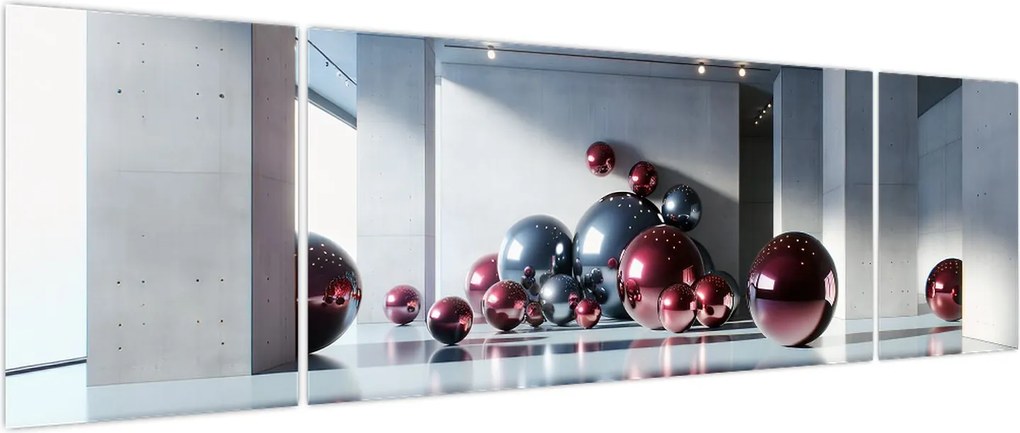 Obraz - 3D przestrzeń z kulami II. (170x50 cm)