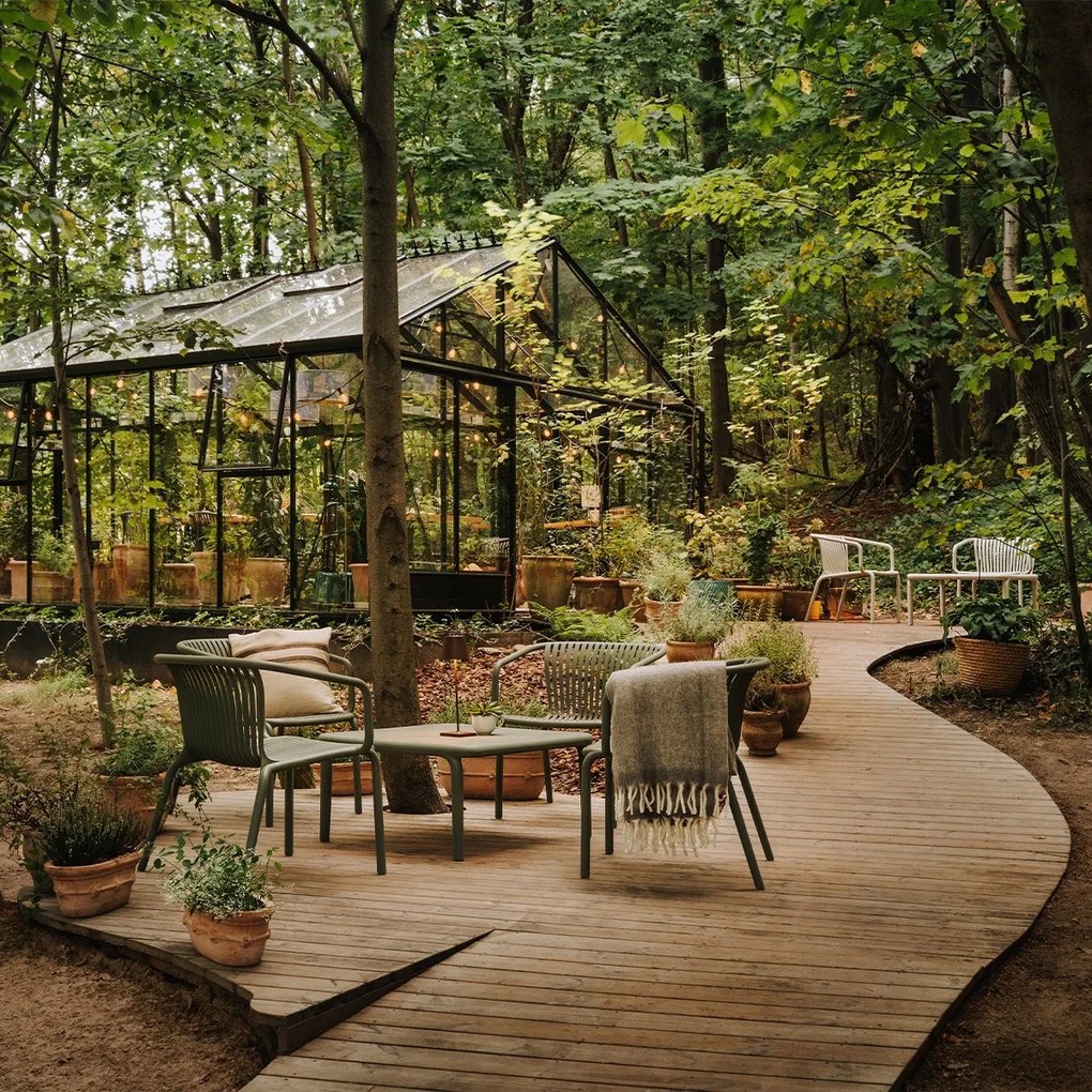 Plastikowy fotel do ogrodu Brene, z podłokietnikami